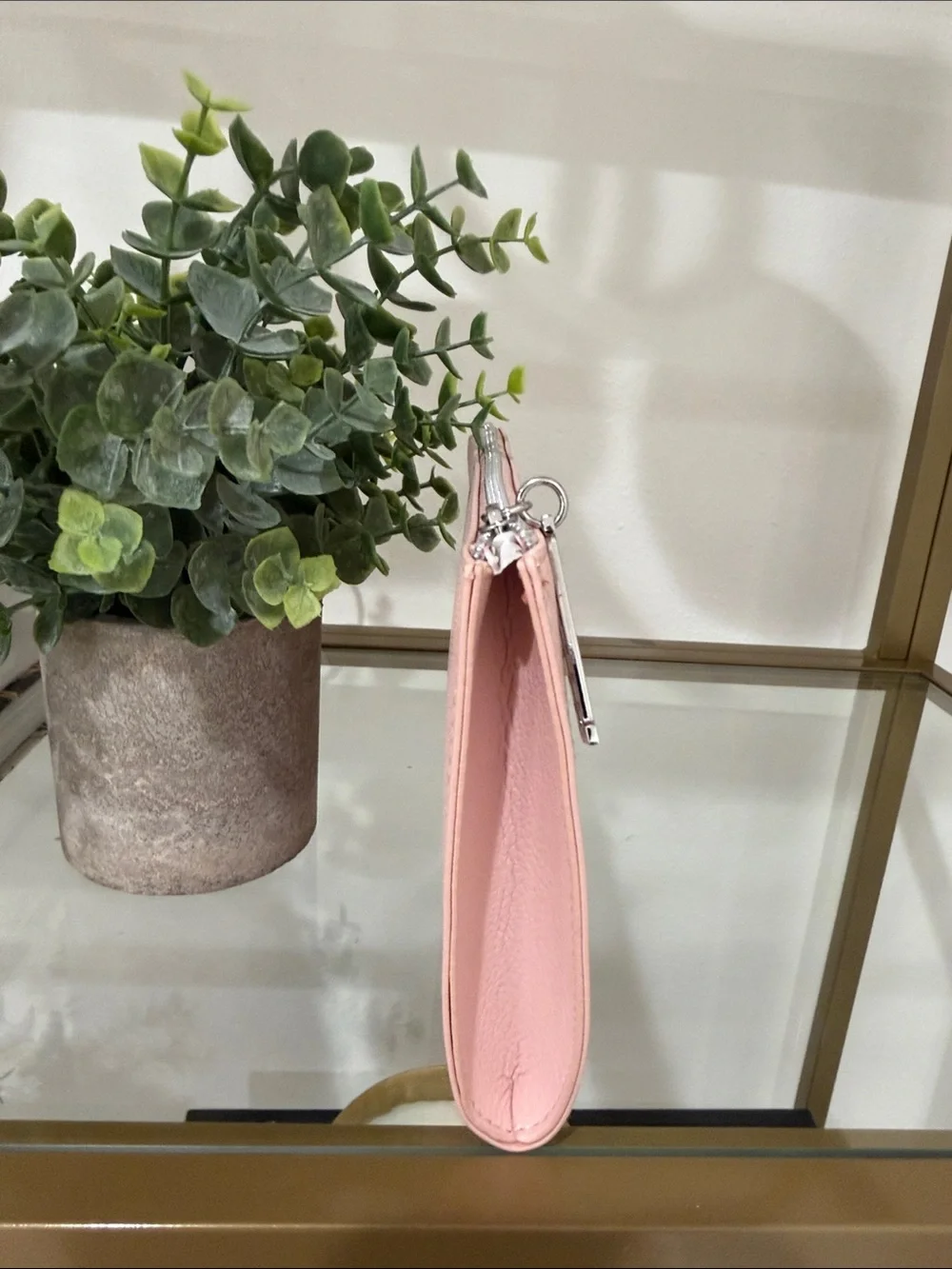 Dior Blush Pink Embossed Leather Pouch